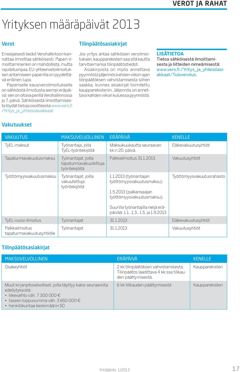 päivä. Sähköisestä ilmoittamisesta löydät tietoja osoitteesta www.vero.