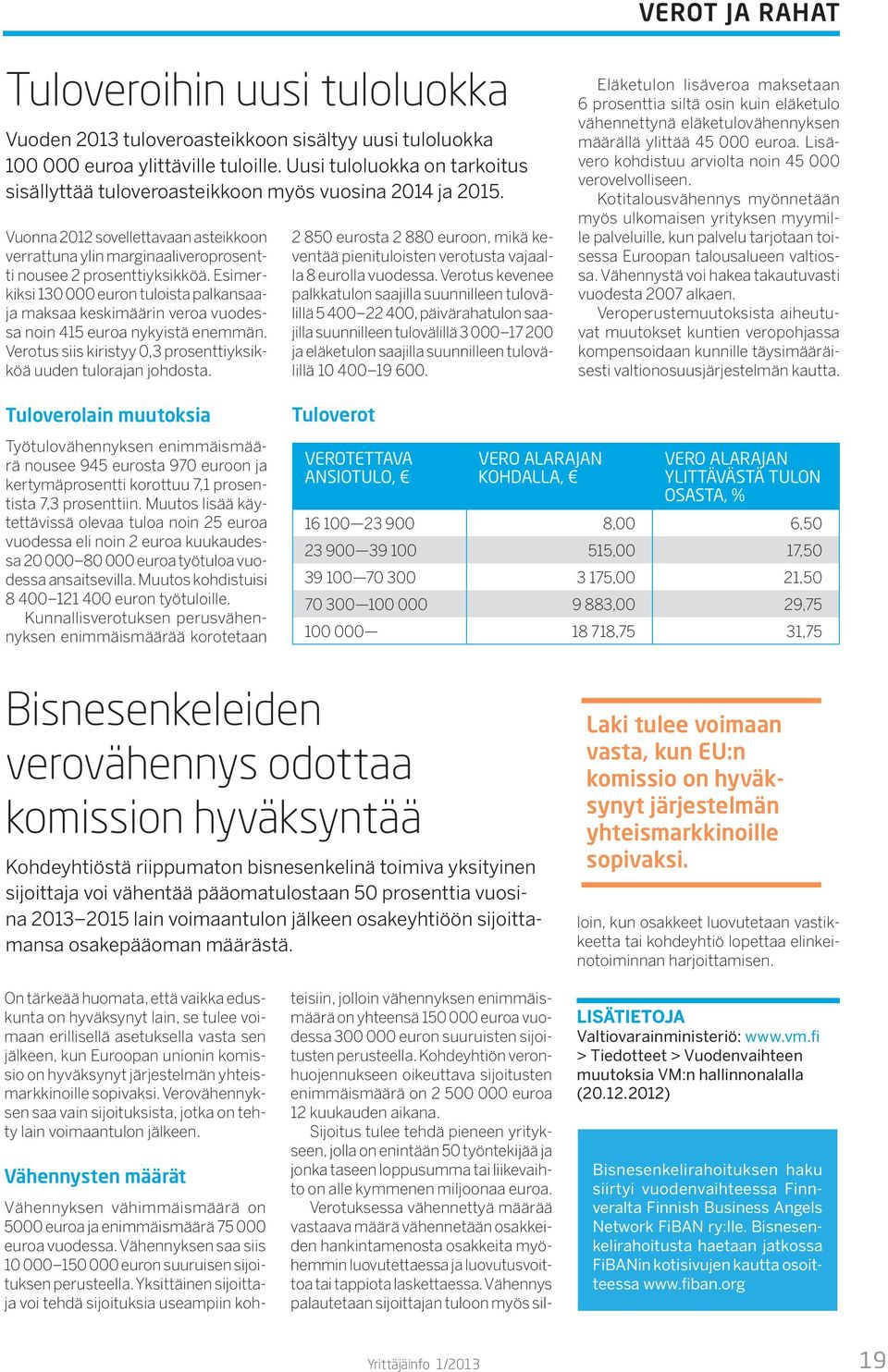 Esimerkiksi 130 000 euron tuloista palkansaaja maksaa keskimäärin veroa vuodessa noin 415 euroa nykyistä enemmän. Verotus siis kiristyy 0,3 prosenttiyksikköä uuden tulorajan johdosta.