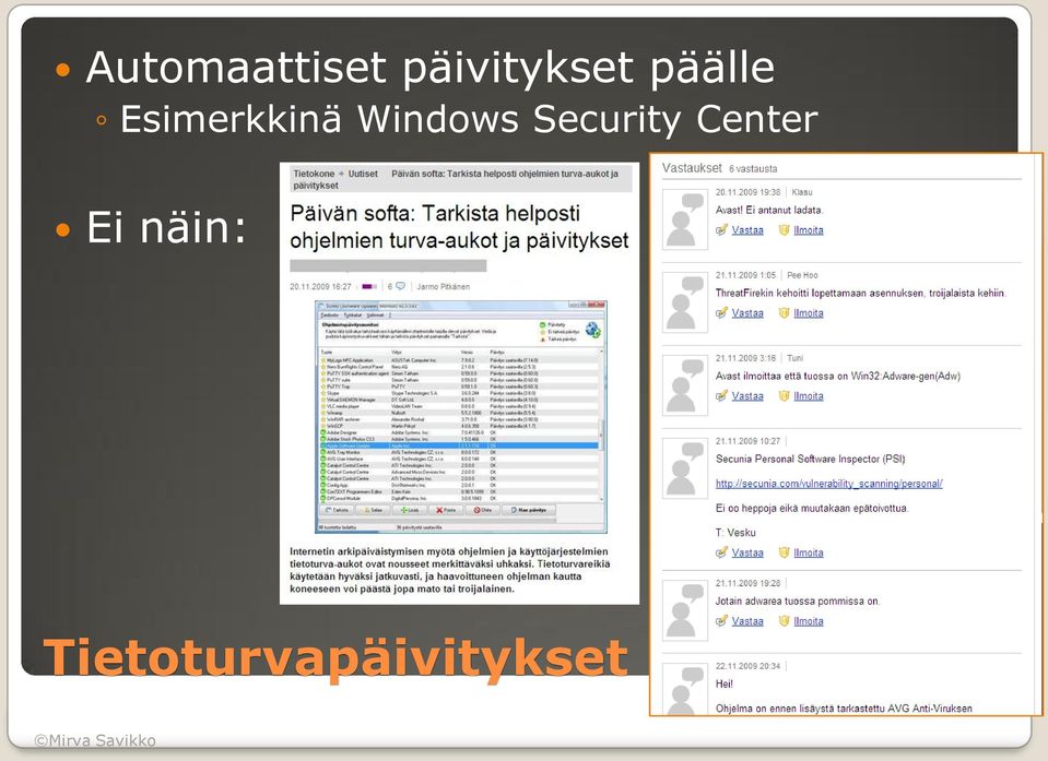 Esimerkkinä Windows