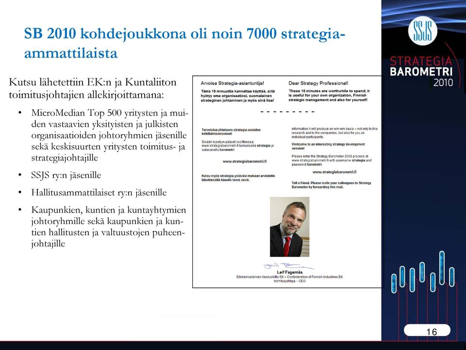 jäsenille sekä keskisuurten yritysten toimitus- ja strategiajohtajille SSJS ry:n jäsenille Hallitusammattilaiset ry:n jäsenille