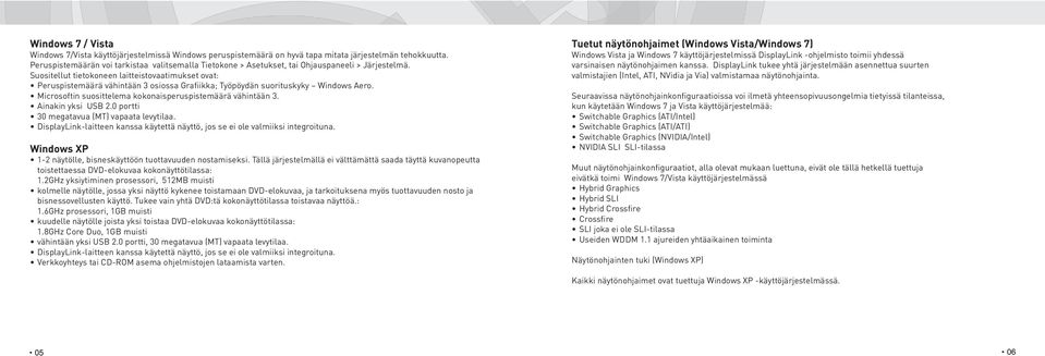 Suositellut tietokoneen laitteistovaatimukset ovat: Peruspistemäärä vähintään 3 osiossa Grafiikka; Työpöydän suorituskyky Windows Aero. Microsoftin suosittelema kokonaisperuspistemäärä vähintään 3.