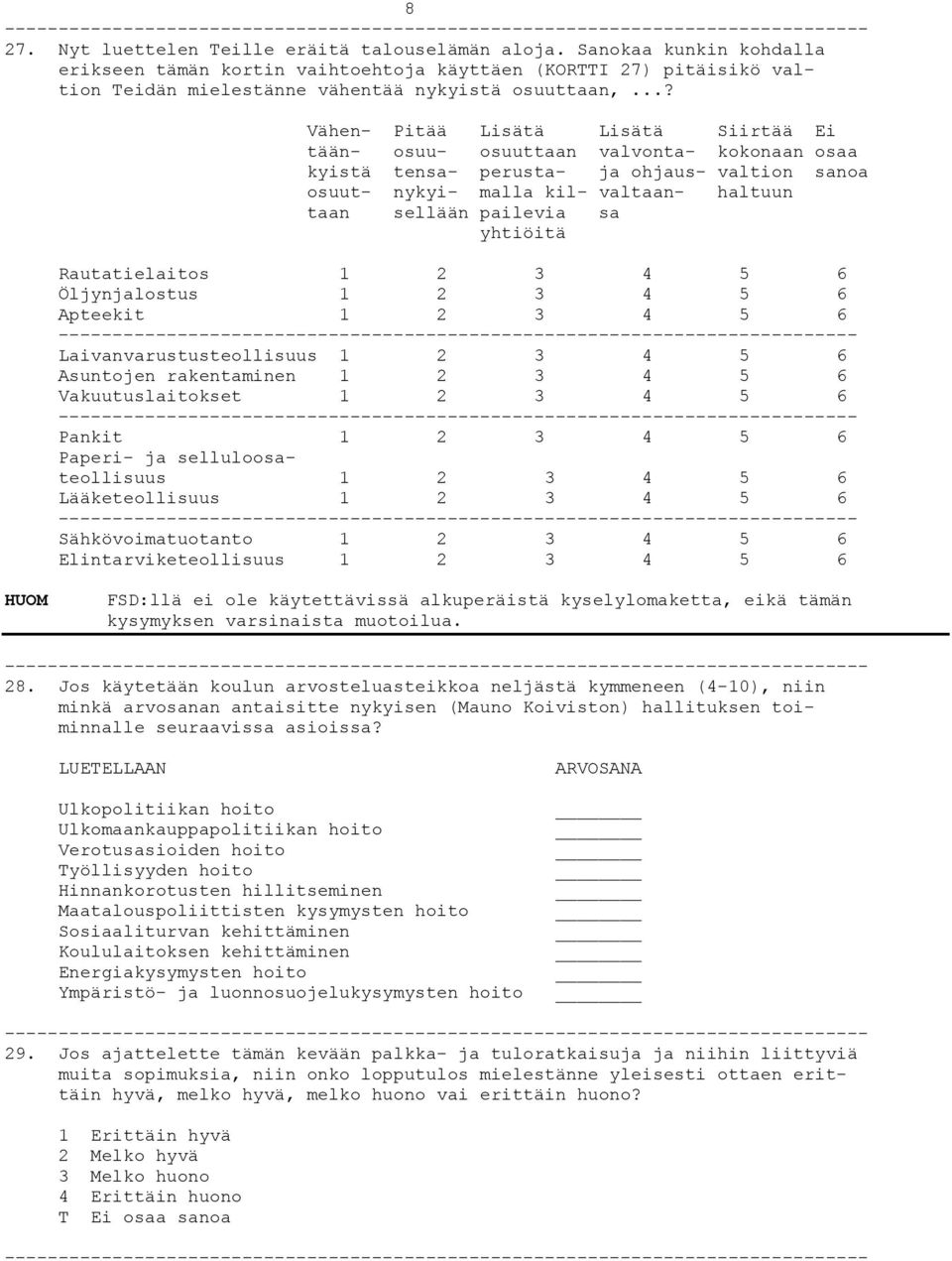 sa yhtiöitä Rautatielaitos 1 2 3 4 5 6 Öljynjalostus 1 2 3 4 5 6 Apteekit 1 2 3 4 5 6 -------------------------------------------------------------------------- Laivanvarustusteollisuus 1 2 3 4 5 6