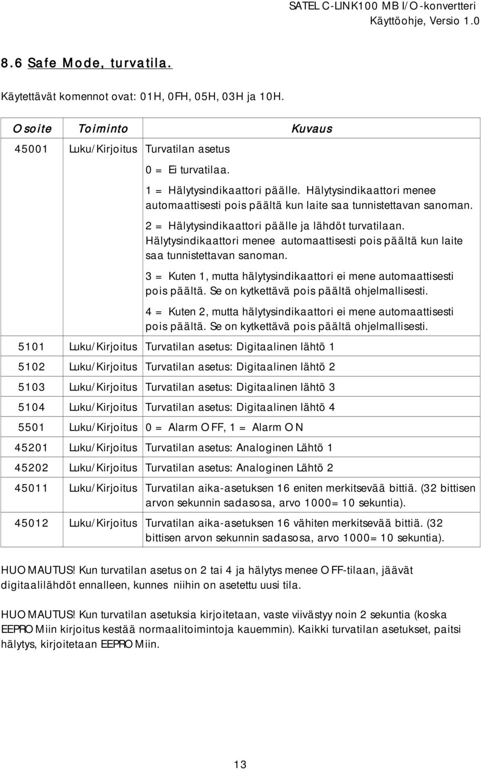 Hälytysindikaattori menee automaattisesti pois päältä kun laite saa tunnistettavan sanoman. 3 = Kuten 1, mutta hälytysindikaattori ei mene automaattisesti pois päältä.