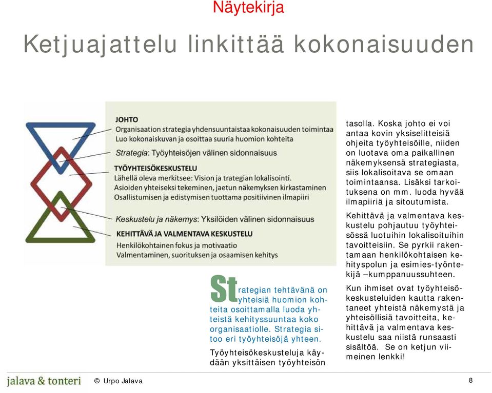 Lisäksi tarkoituksena on mm. luoda hyvää ilmapiiriä ja sitoutumista. St rategian tehtävänä on yhteisiä huomion kohteita osoittamalla luoda yhteistä kehityssuuntaa koko organisaatiolle.