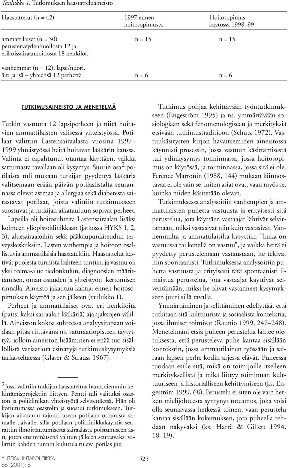 18 henkilöä vanhemmat (n = 12), lapsi/nuori, äiti ja isä yhteensä 12 perhettä n = 6 n = 6 TUTKIMUSAINEISTO JA MENETELMÄ Tutkin vastuuta 12 lapsiperheen ja niitä hoitavien ammattilaisten välisessä