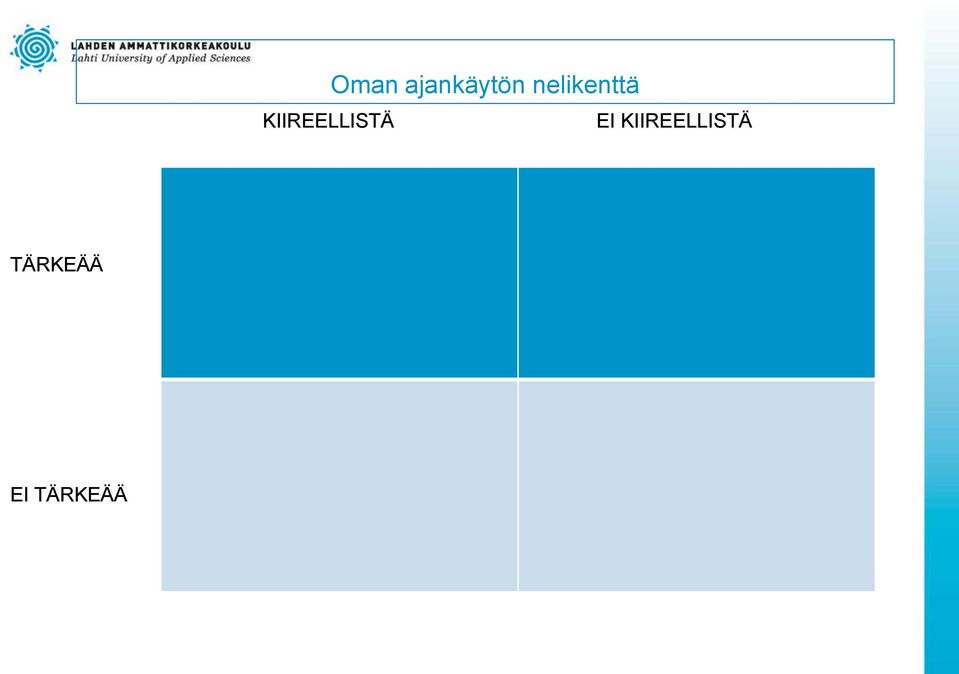 KIIREELLISTÄ EI