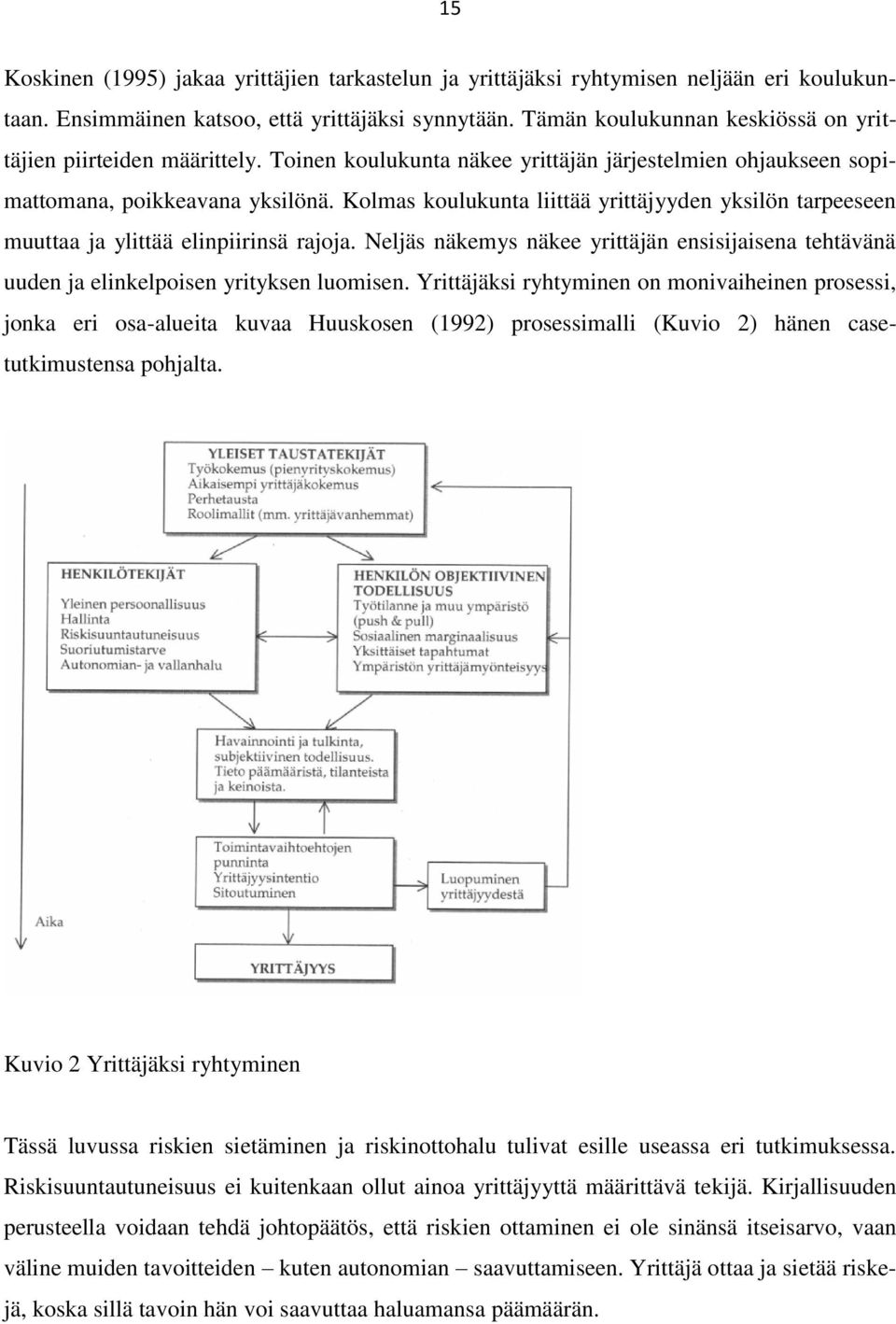 Kolmas koulukunta liittää yrittäjyyden yksilön tarpeeseen muuttaa ja ylittää elinpiirinsä rajoja. Neljäs näkemys näkee yrittäjän ensisijaisena tehtävänä uuden ja elinkelpoisen yrityksen luomisen.