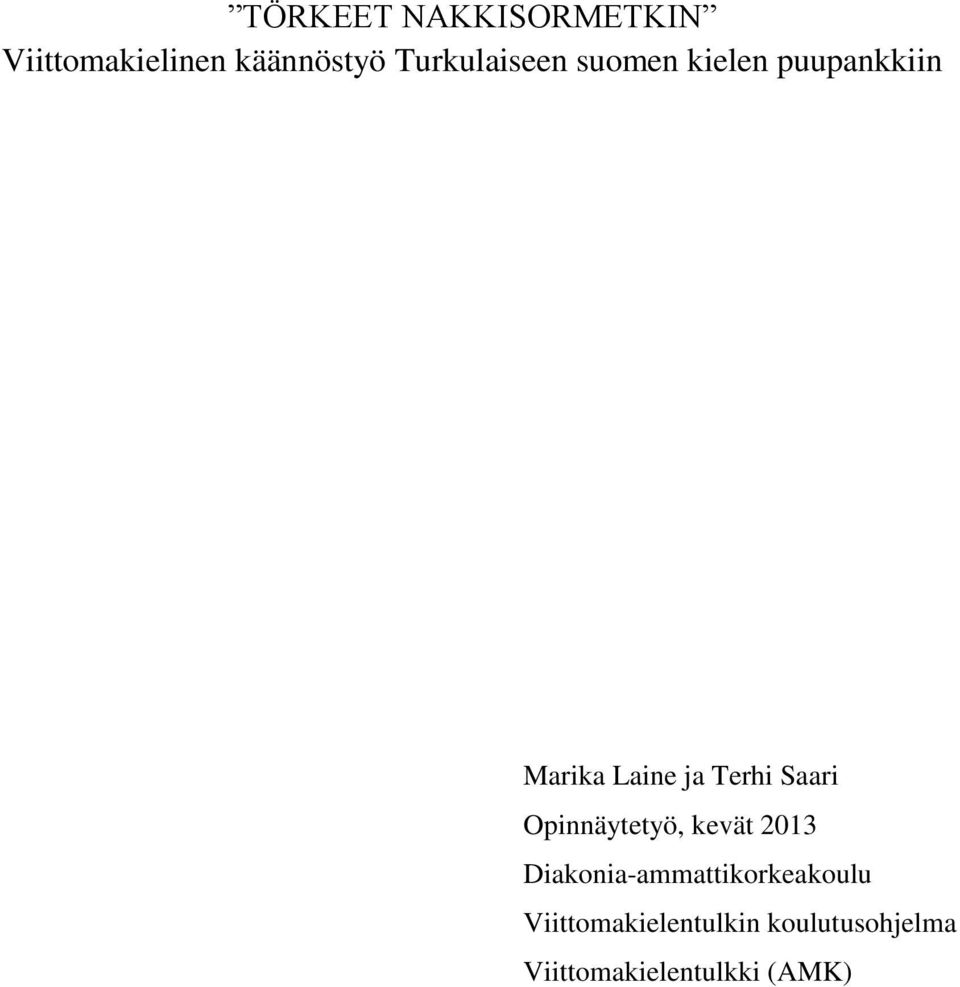 Terhi Saari Opinnäytetyö, kevät 2013