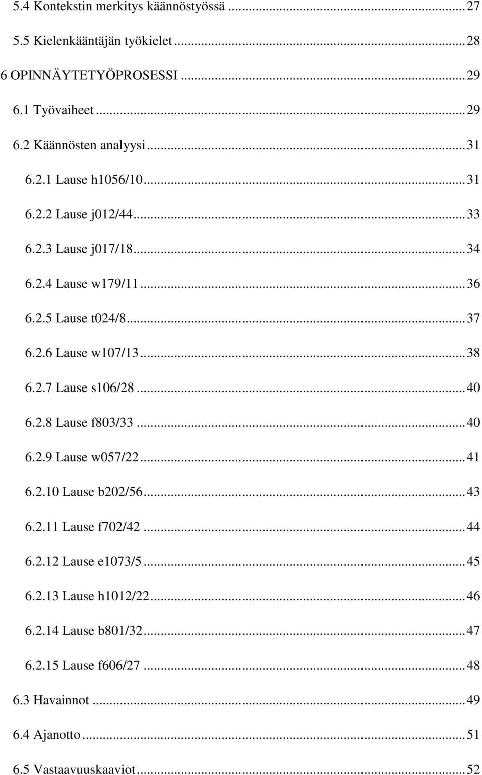 .. 38 6.2.7 Lause s106/28... 40 6.2.8 Lause f803/33... 40 6.2.9 Lause w057/22... 41 6.2.10 Lause b202/56... 43 6.2.11 Lause f702/42... 44 6.2.12 Lause e1073/5.