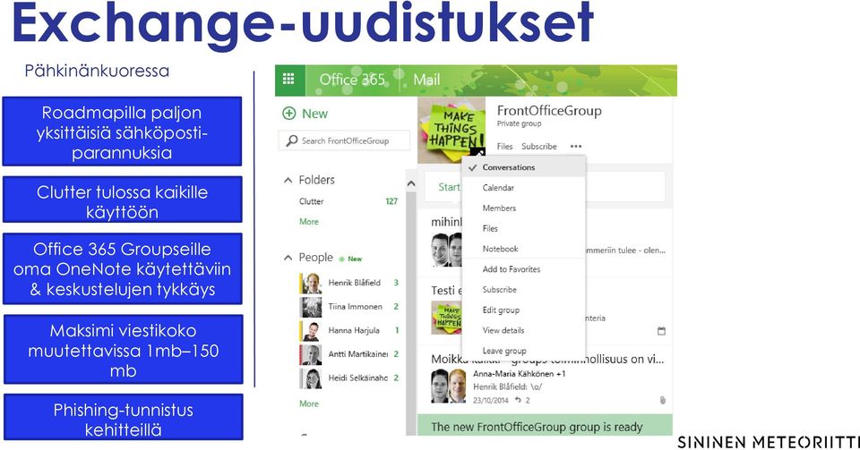 Office 365 Groupseille oma OneNote käytettäviin & keskustelujen