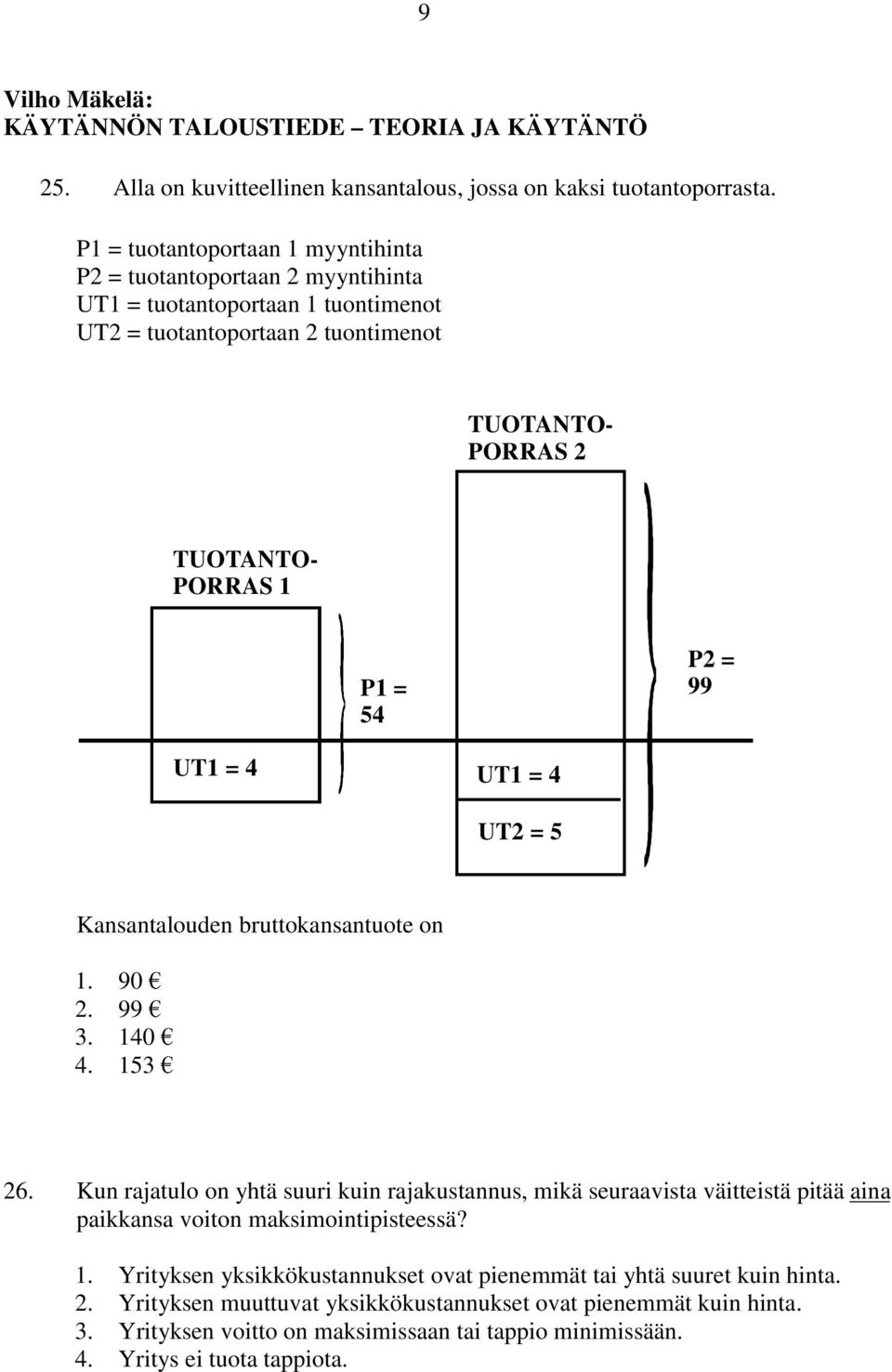 99 UT1 = 4 UT1 = 4 UT2 = 5 Kansantalouden bruttokansantuote on 1. 90 2. 99 3. 140 4. 153 26.