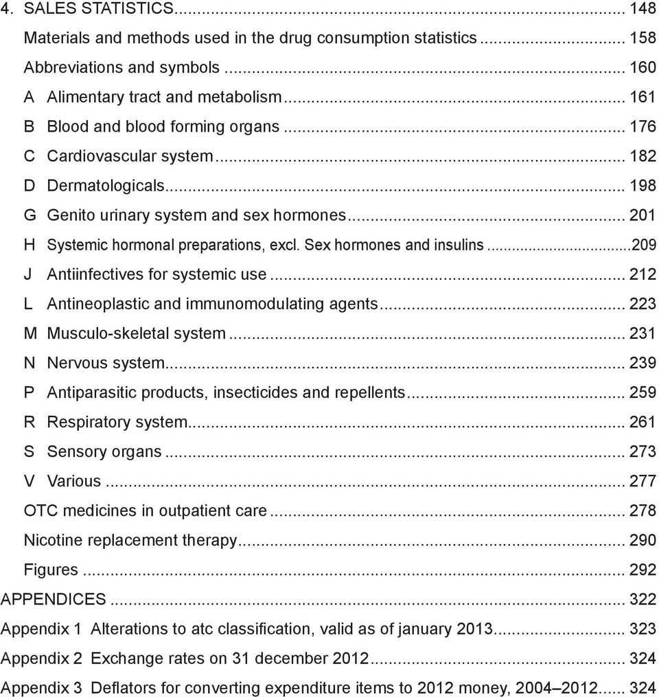 Sex hormones and insulins...209 J Antiinfectives for systemic use... 212 L Antineoplastic and immunomodulating agents... 223 M Musculo-skeletal system... 231 N Nervous system.