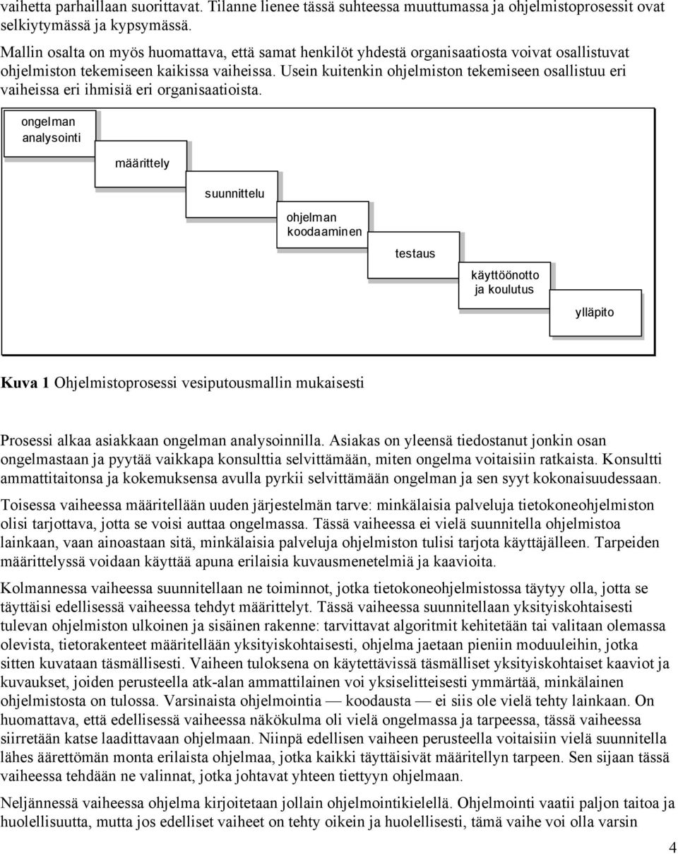 Usein kuitenkin ohjelmiston tekemiseen osallistuu eri vaiheissa eri ihmisiä eri organisaatioista.