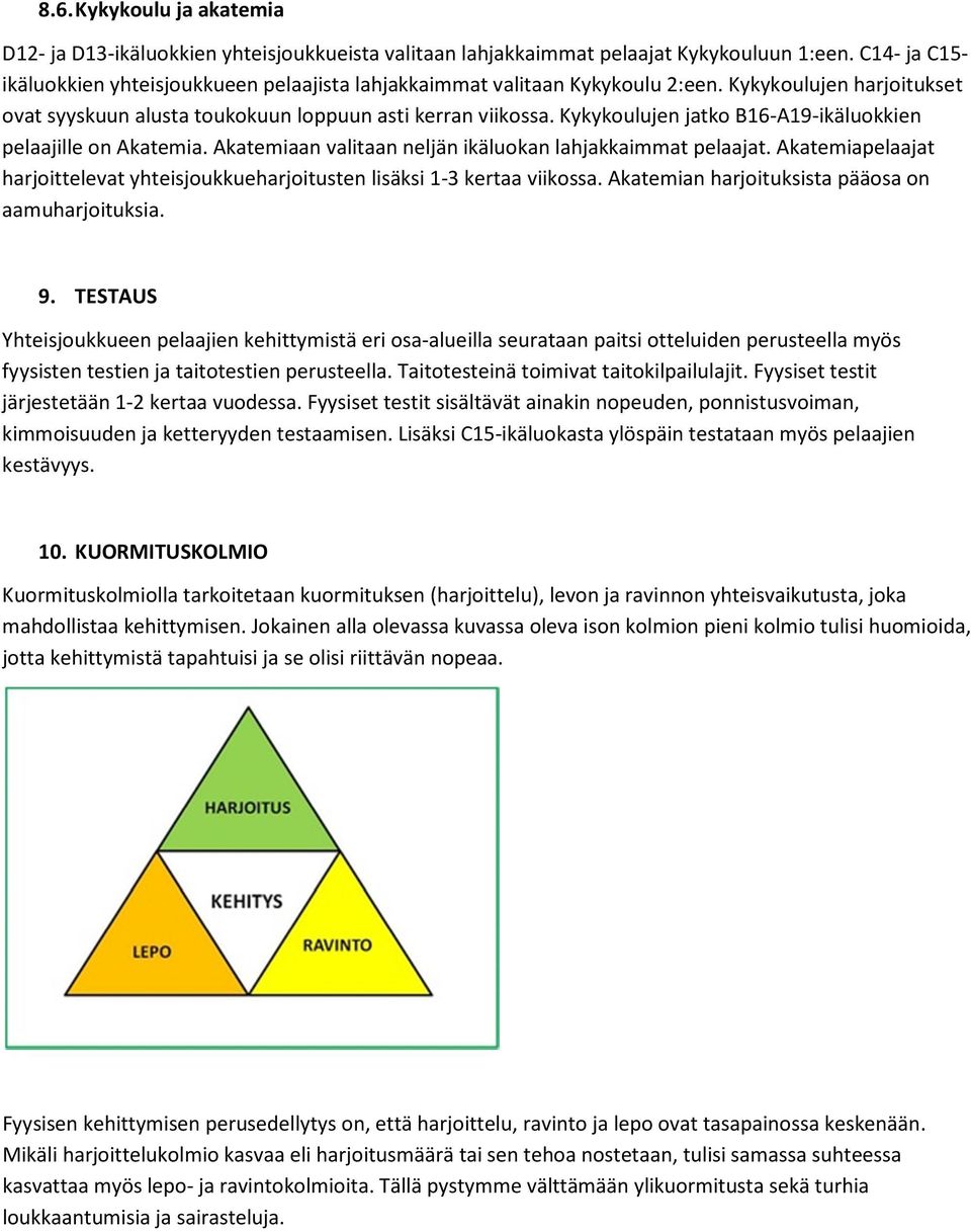 Kykykoulujen jatko B16-A19-ikäluokkien pelaajille on Akatemia. Akatemiaan valitaan neljän ikäluokan lahjakkaimmat pelaajat.