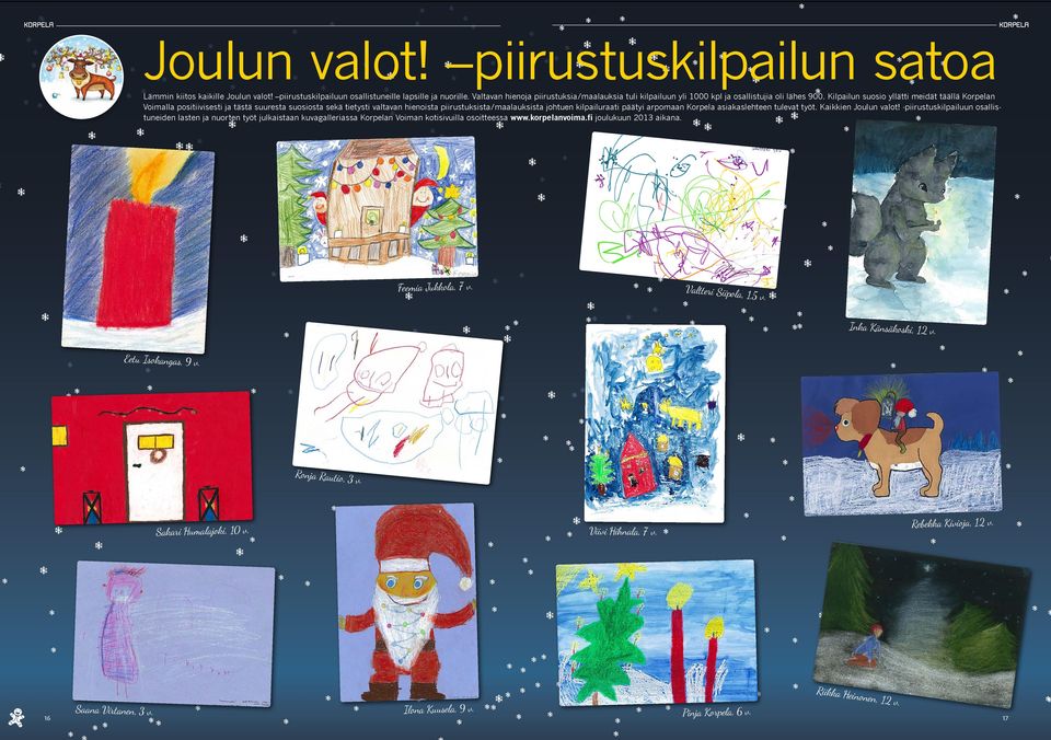 Kilpailun suosio yllätti meidät täällä Korpelan Voimalla positiivisesti ja tästä suuresta suosiosta sekä tietysti valtavan hienoista piirustuksista/maalauksista johtuen kilpailuraati päätyi arpomaan