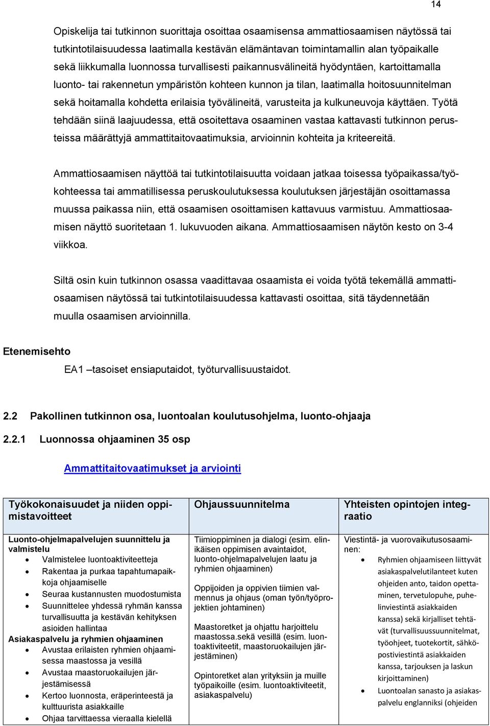 ja kulkuneuvja käyttäen. Työtä tehdään siinä laajuudessa, että sitettava saaminen vastaa kattavasti tutkinnn perusteissa määrättyjä ammattitaitvaatimuksia, arviinnin khteita ja kriteereitä.