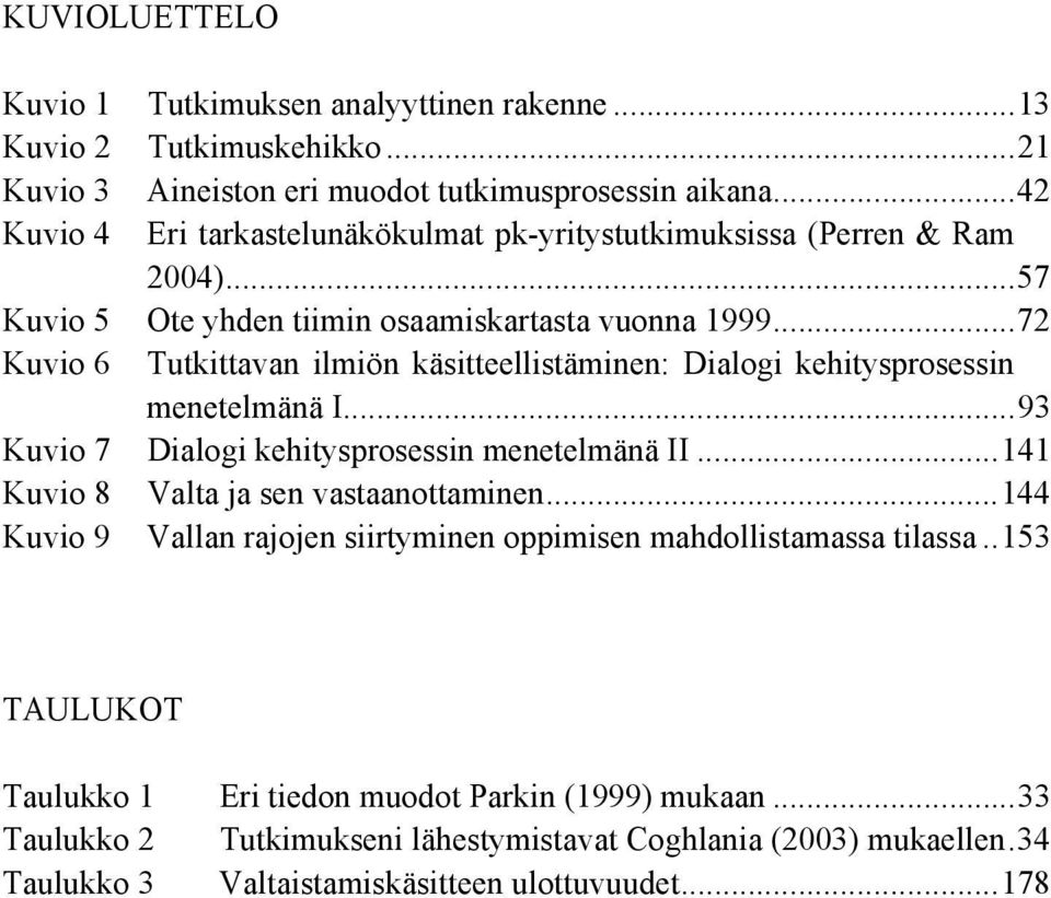 ..72 Kuvio 6 Tutkittavan ilmiön käsitteellistäminen: Dialogi kehitysprosessin menetelmänä I...93 Kuvio 7 Dialogi kehitysprosessin menetelmänä II.