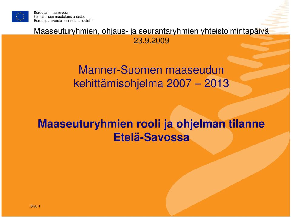 2009 Manner-Suomen maaseudun kehittämisohjelma