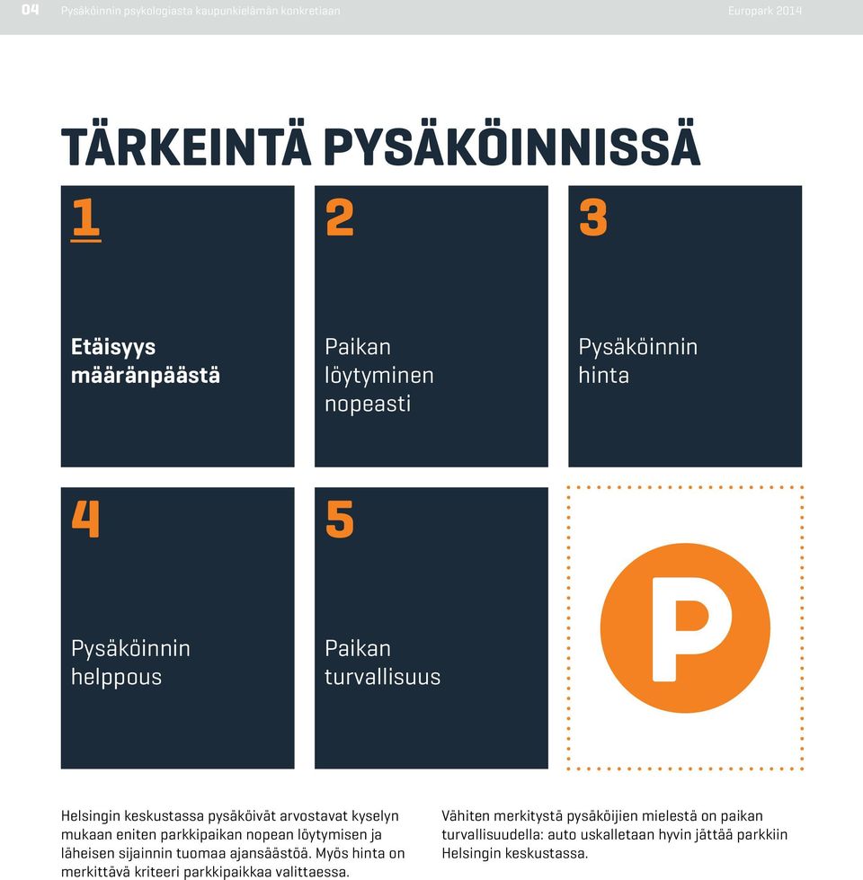 nopean löytymisen ja läheisen sijainnin tuomaa ajansäästöä. Myös hinta on merkittävä kriteeri parkkipaikkaa valittaessa.