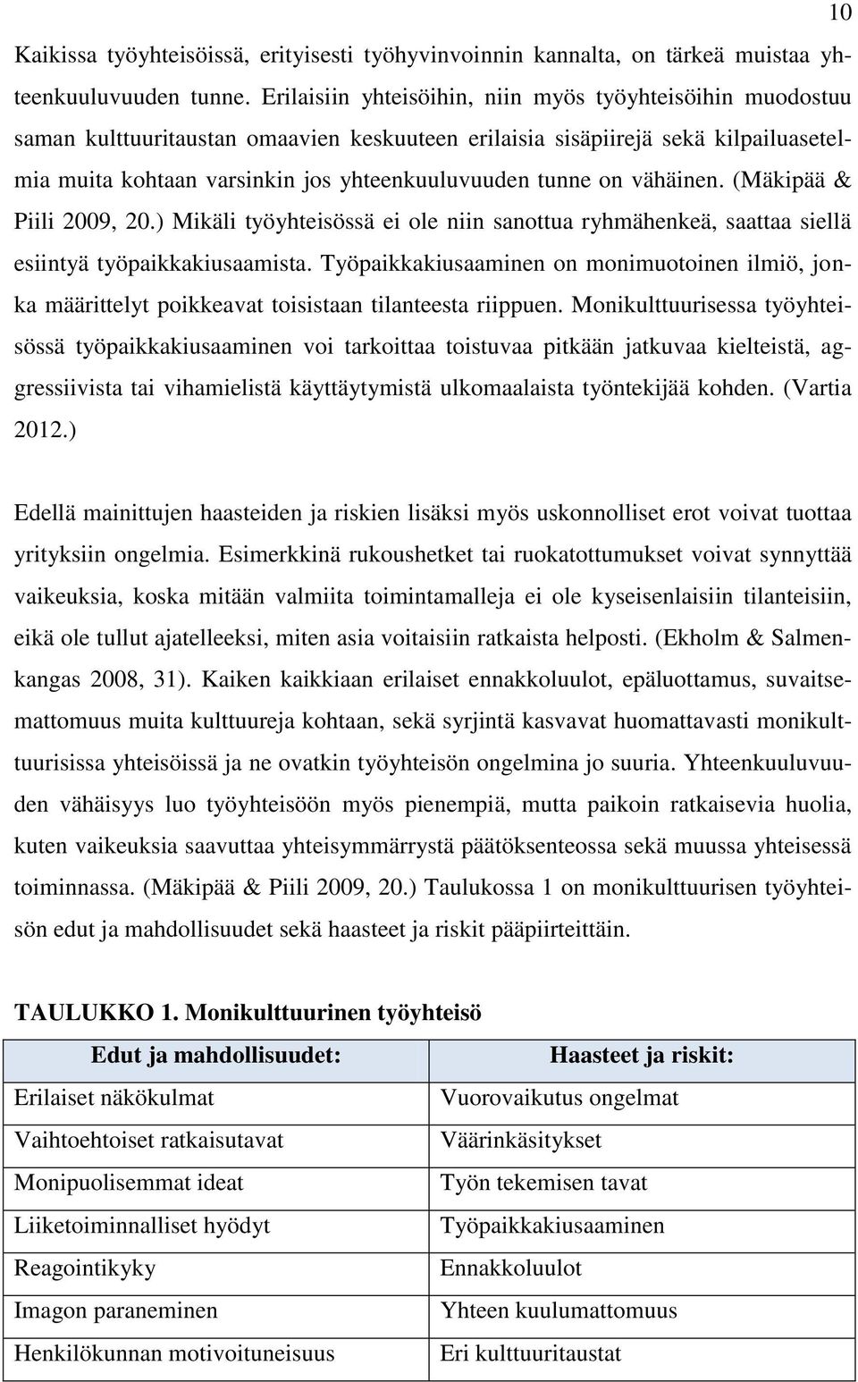 on vähäinen. (Mäkipää & Piili 2009, 20.) Mikäli työyhteisössä ei ole niin sanottua ryhmähenkeä, saattaa siellä esiintyä työpaikkakiusaamista.