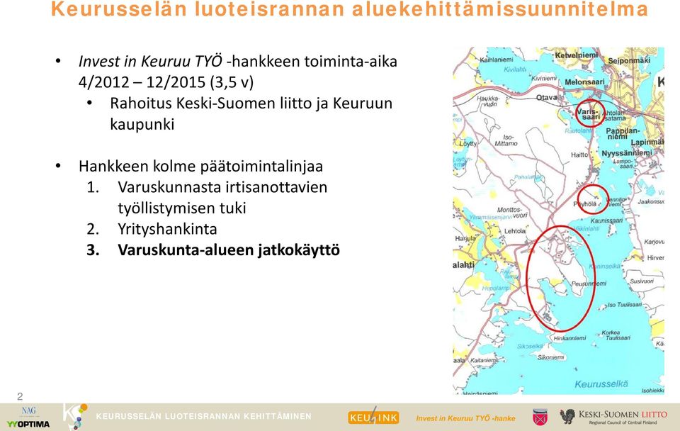 ja Keuruun kaupunki Hankkeen kolme päätoimintalinjaa 1.