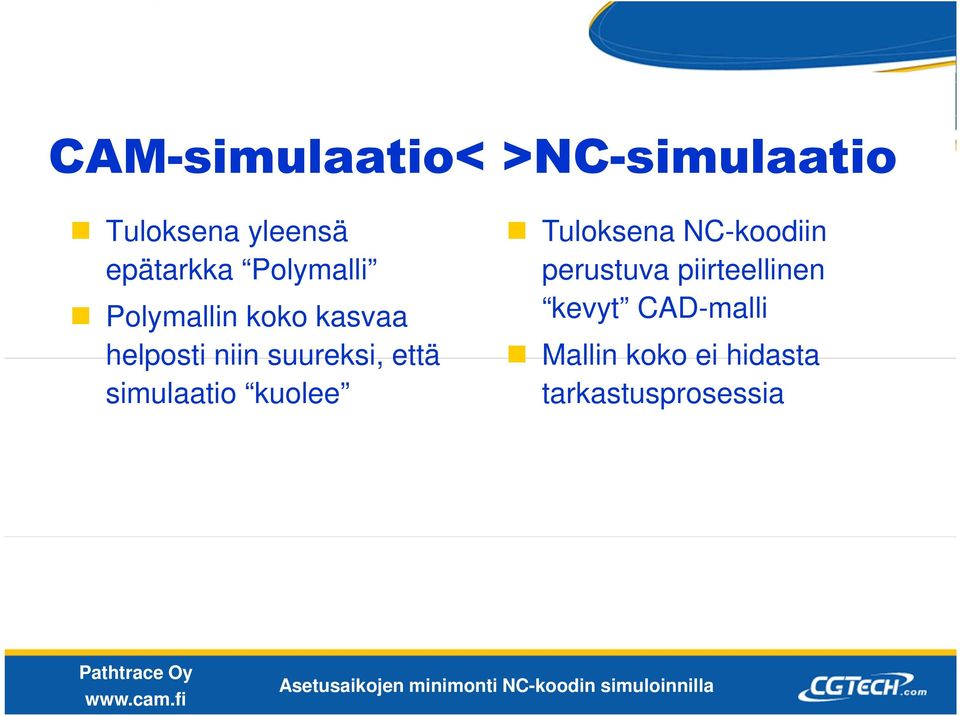 että simulaatio kuolee Tuloksena NC-koodiin perustuva