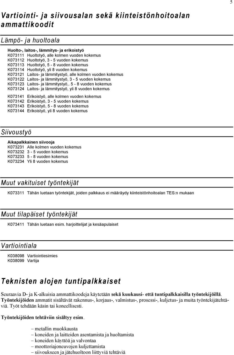 kokemus K073123 Laitos- ja lämmitystyö,.