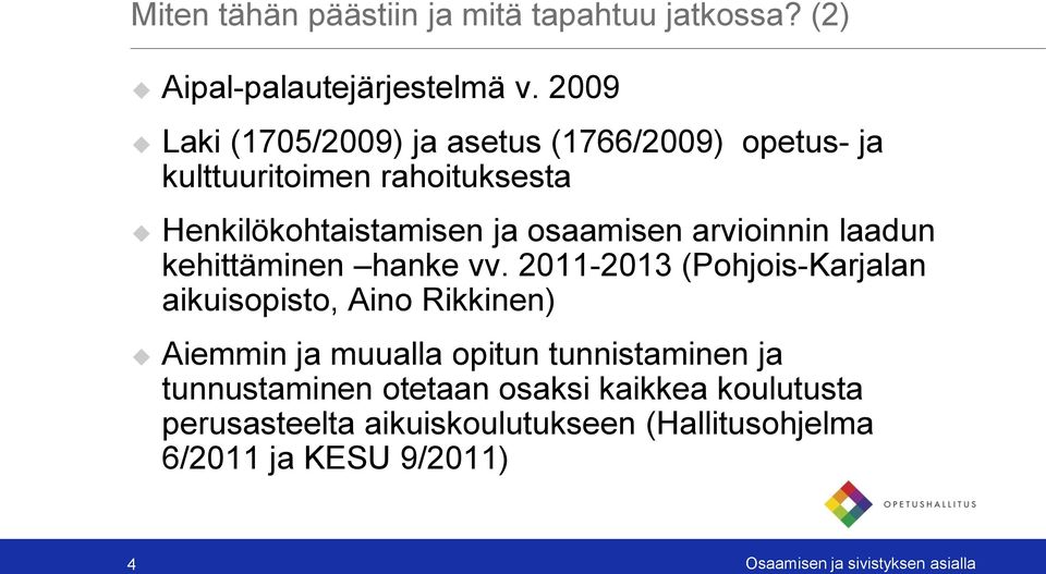 arvioinnin laadun kehittäminen hanke vv.