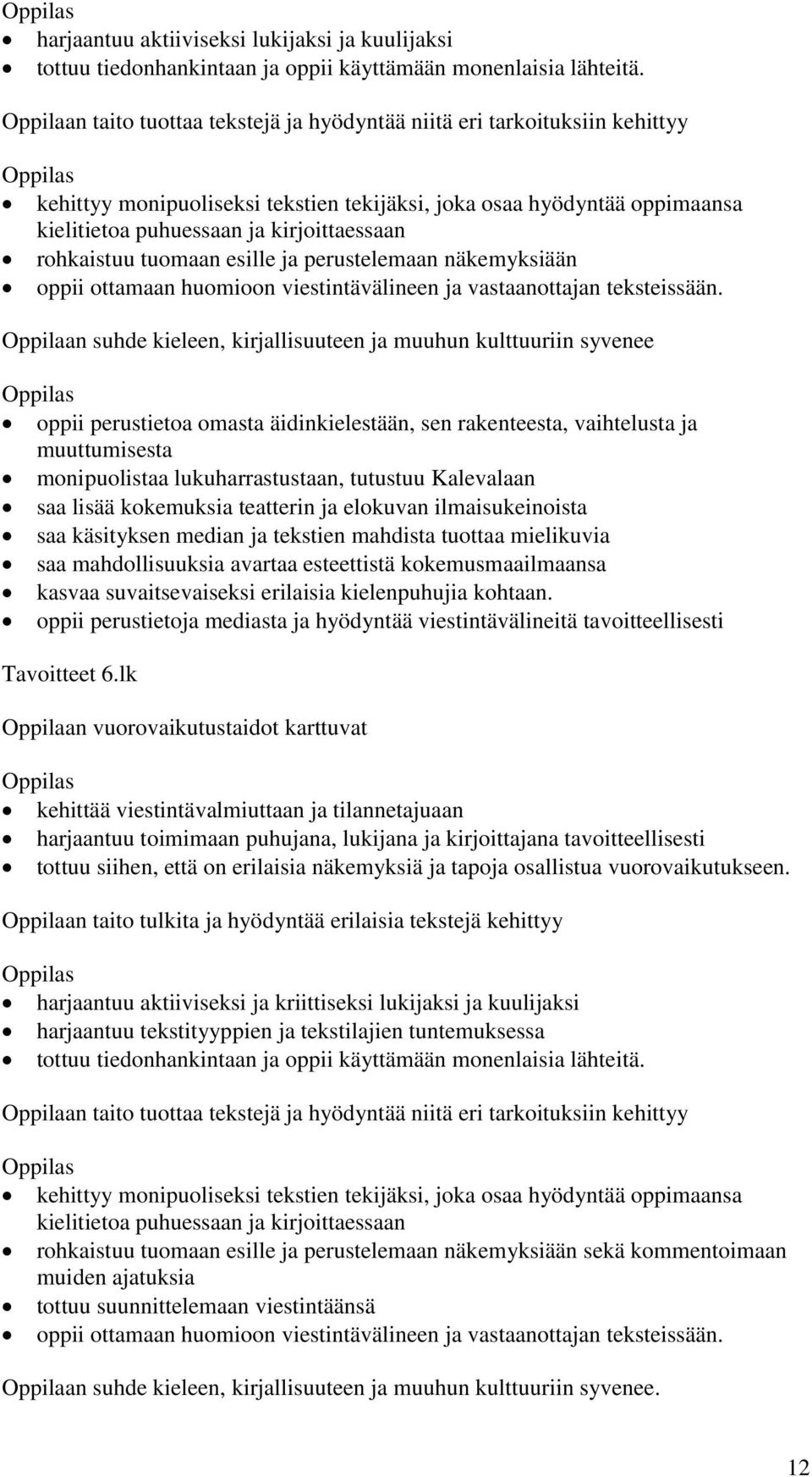 rohkaistuu tuomaan esille ja perustelemaan näkemyksiään oppii ottamaan huomioon viestintävälineen ja vastaanottajan teksteissään.