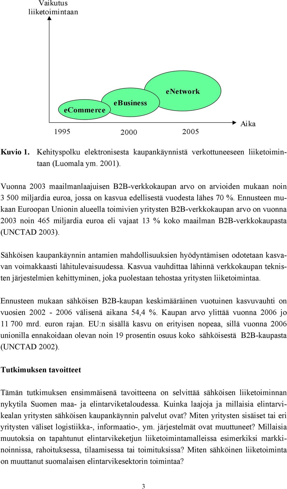 Ennusteen mukaan Euroopan Unionin alueella toimivien yritysten B2B-verkkokaupan arvo on vuonna 2003 noin 465 miljardia euroa eli vajaat 13 % koko maailman B2B-verkkokaupasta (UNCTAD 2003).