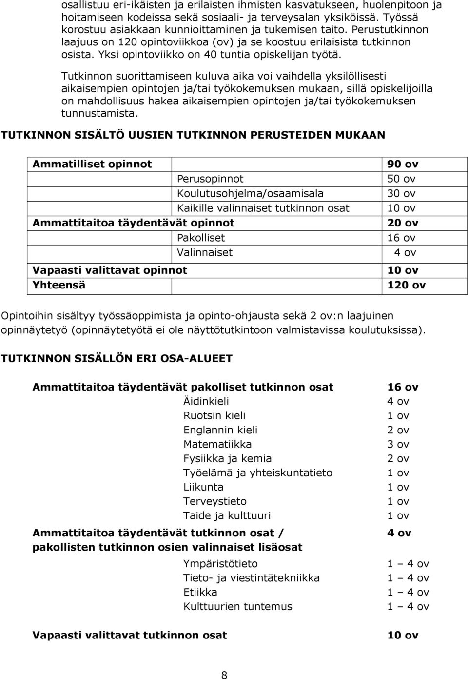 Yksi opintoviikko on 40 tuntia opiskelijan työtä.