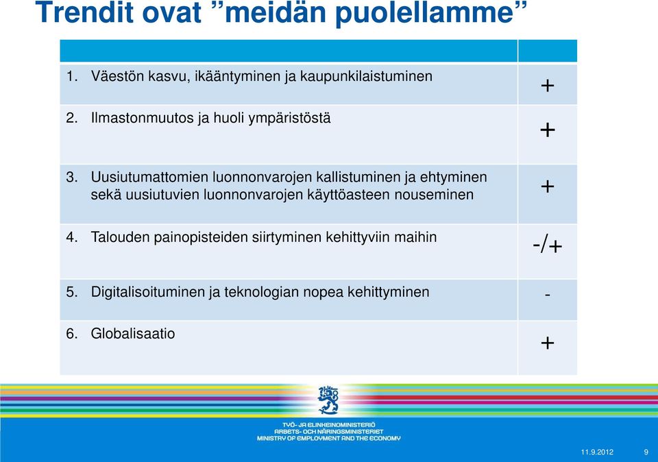 Uusiutumattomien luonnonvarojen kallistuminen ja ehtyminen sekä uusiutuvien luonnonvarojen