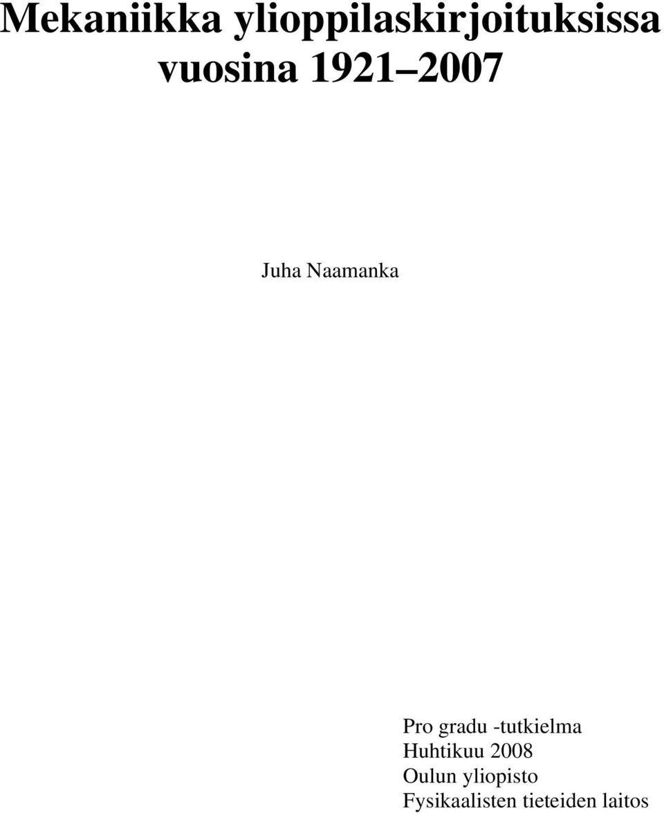 gradu -tutkielma Huhtikuu 2008 Oulun