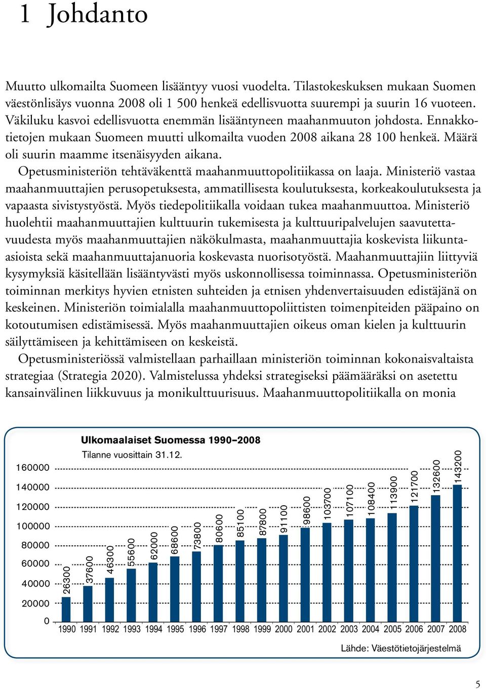 Määrä oli suurin maamme itsenäisyyden aikana. Opetusministeriön tehtäväkenttä maahanmuuttopolitiikassa on laaja.