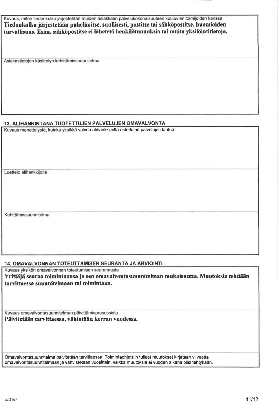 OMAVALVONNAN TOTEUTTAMISEN SEURANTA JA ARVIOINTI Yritt5jn seuraa toimintaansa ja sen omavalvontasuunnitelman mukaisuutta. Muutoksia tehdf,6n tarrittaessr suunnitelmaan tai toimintaan.