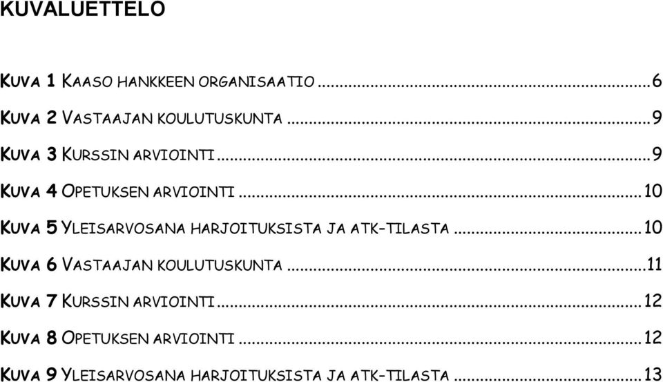 ..10 KUVA 5 YLEISARVOSANA HARJOITUKSISTA JA ATK-TILASTA...10 KUVA 6 VASTAAJAN KOULUTUSKUNTA.