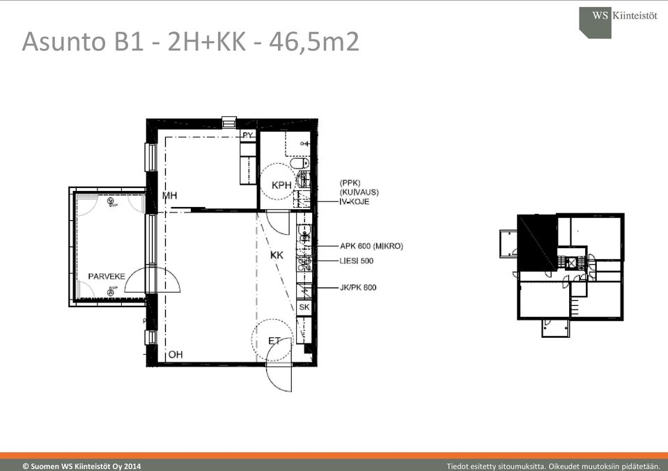 - 46,5m2