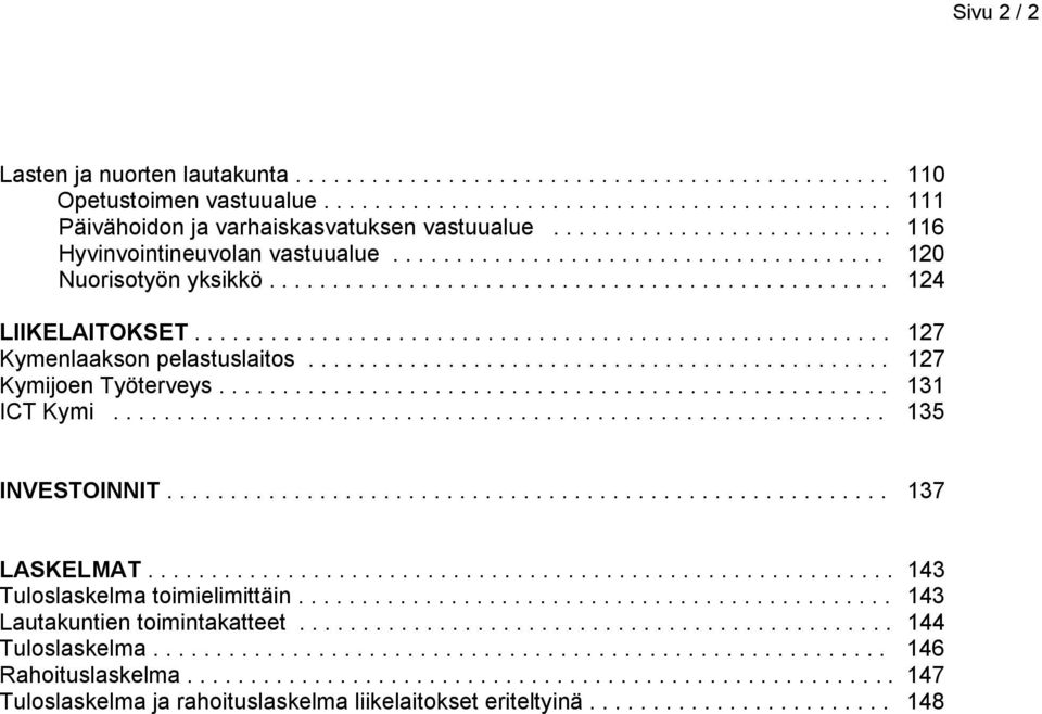 ...................................................... 127 Kymenlaakson pelastuslaitos.............................................. 127 Kymijoen Työterveys..................................................... 131 ICT Kymi.