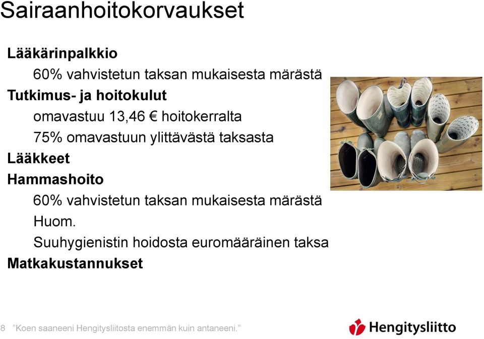 Lääkkeet Hammashoito 60% vahvistetun taksan mukaisesta märästä Huom.