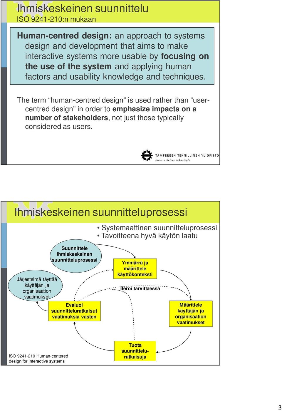 The term human-centred design is used rather than usercentred design in order to emphasize impacts on a number of stakeholders, not just those typically considered as users.