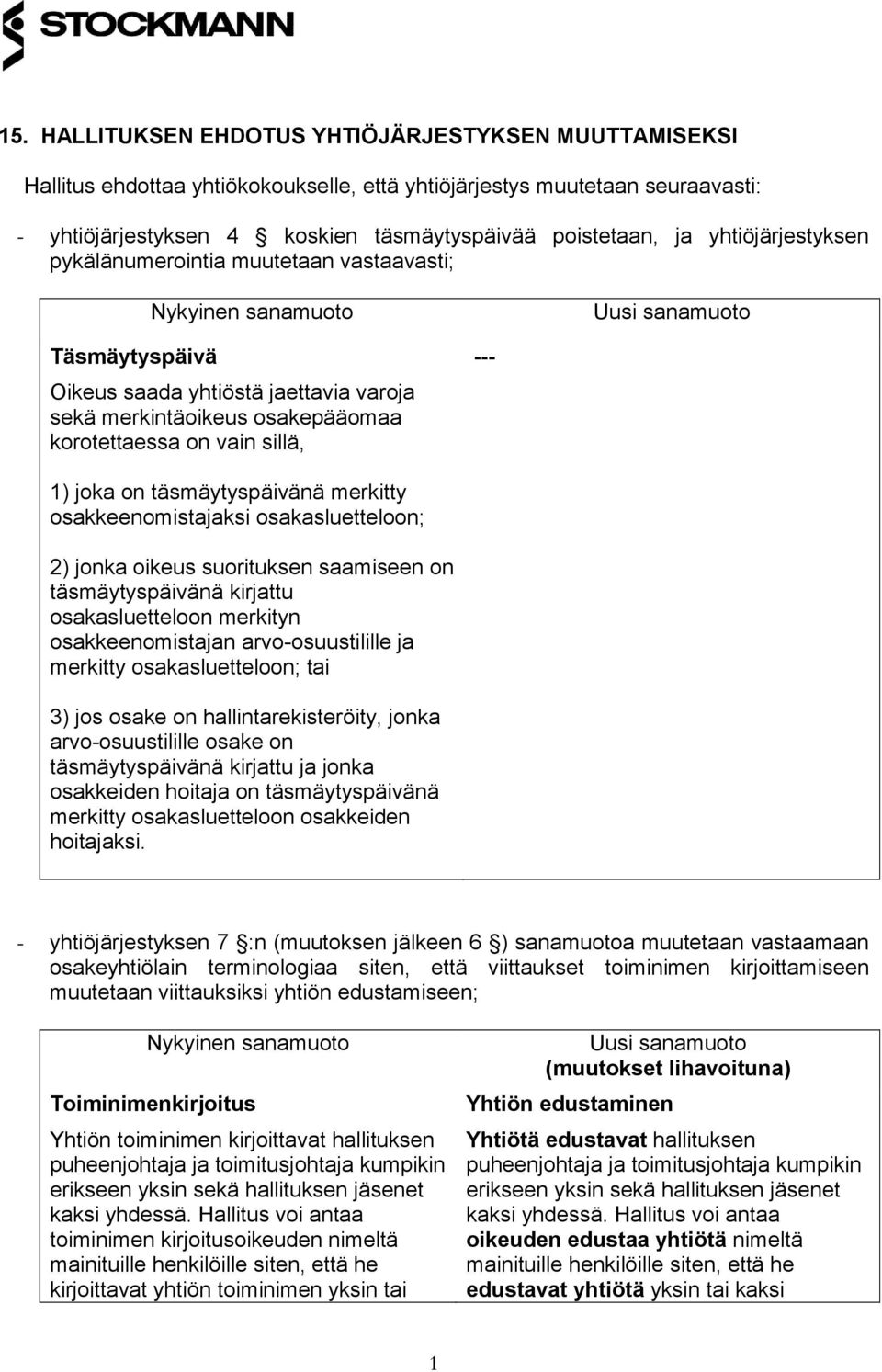 vain sillä, --- 1) joka on täsmäytyspäivänä merkitty osakkeenomistajaksi osakasluetteloon; 2) jonka oikeus suorituksen saamiseen on täsmäytyspäivänä kirjattu osakasluetteloon merkityn