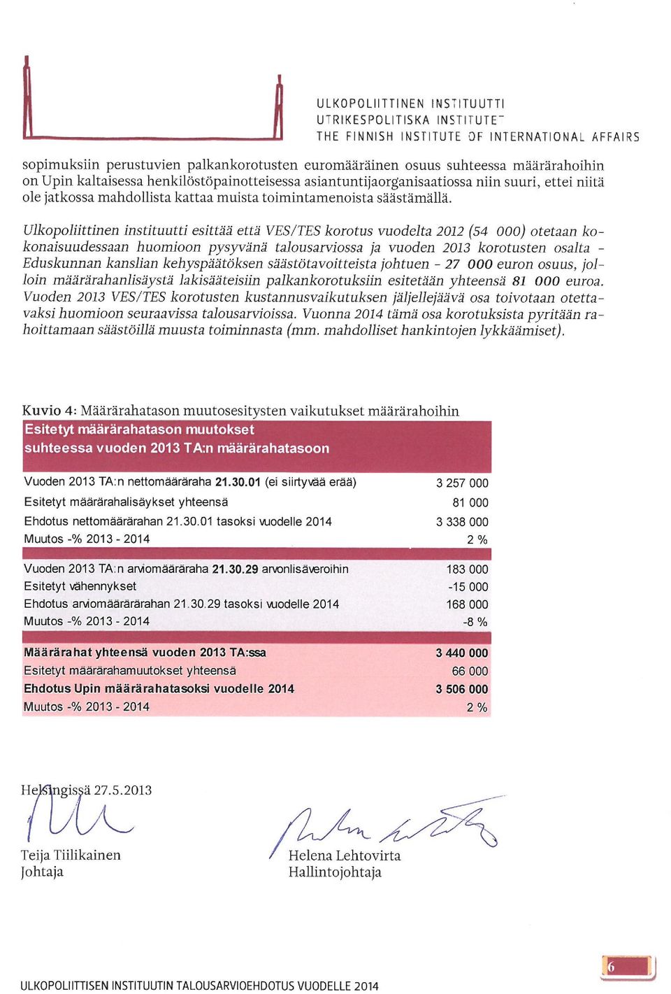 2012 (54 000) otetaan kokonafsuudessaan huomioon pysyvana tahusarviossa /a vuoden 2013 korotusten osalta - Eduskunnan kanslian kehyspaa.toksen saastotavoitteista.