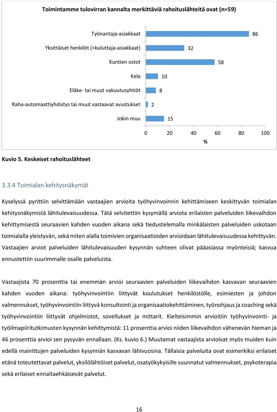 3.4 Toimialan kehitysnäkymät Kyselyssä pyrittiin selvittämään vastaajien arvioita työhyvinvoinnin kehittämiseen keskittyvän toimialan kehitysnäkymistä lähitulevaisuudessa.