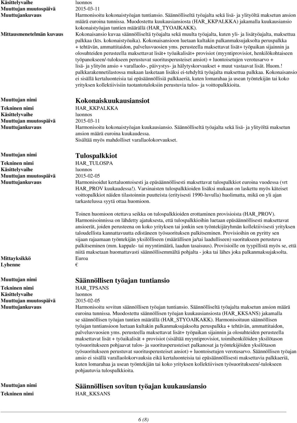 Mittausmenetelmän kuvaus Kokonaisansio kuvaa säännölliseltä työajalta sekä muulta työajalta, kuten yli- ja lisätyöajalta, maksettua palkkaa (kts. kokonaistyöaika).