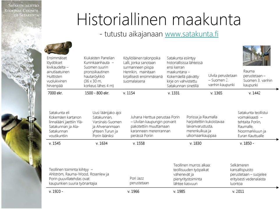 Köyliöläinen talonpoika Lalli, jonka sanotaan surmanneen piispa Henrikin, mainitaan kirjallisesti ensimmäisenä suomalaisena Satakunta esiintyy historiallisissa lähteissä ensi kerran maakuntana