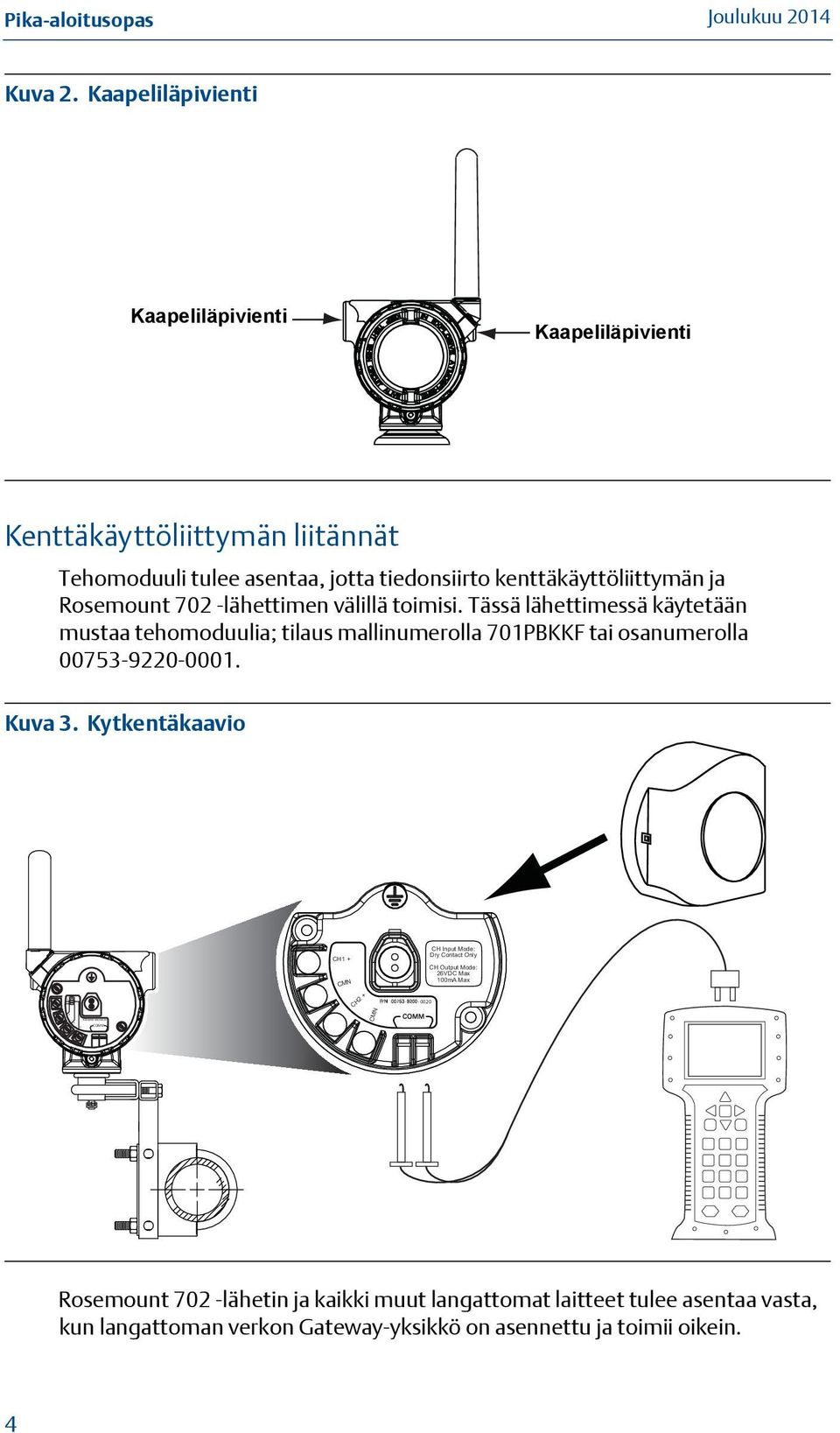 ja Rosemount 702 -lähettimen välillä toimisi.