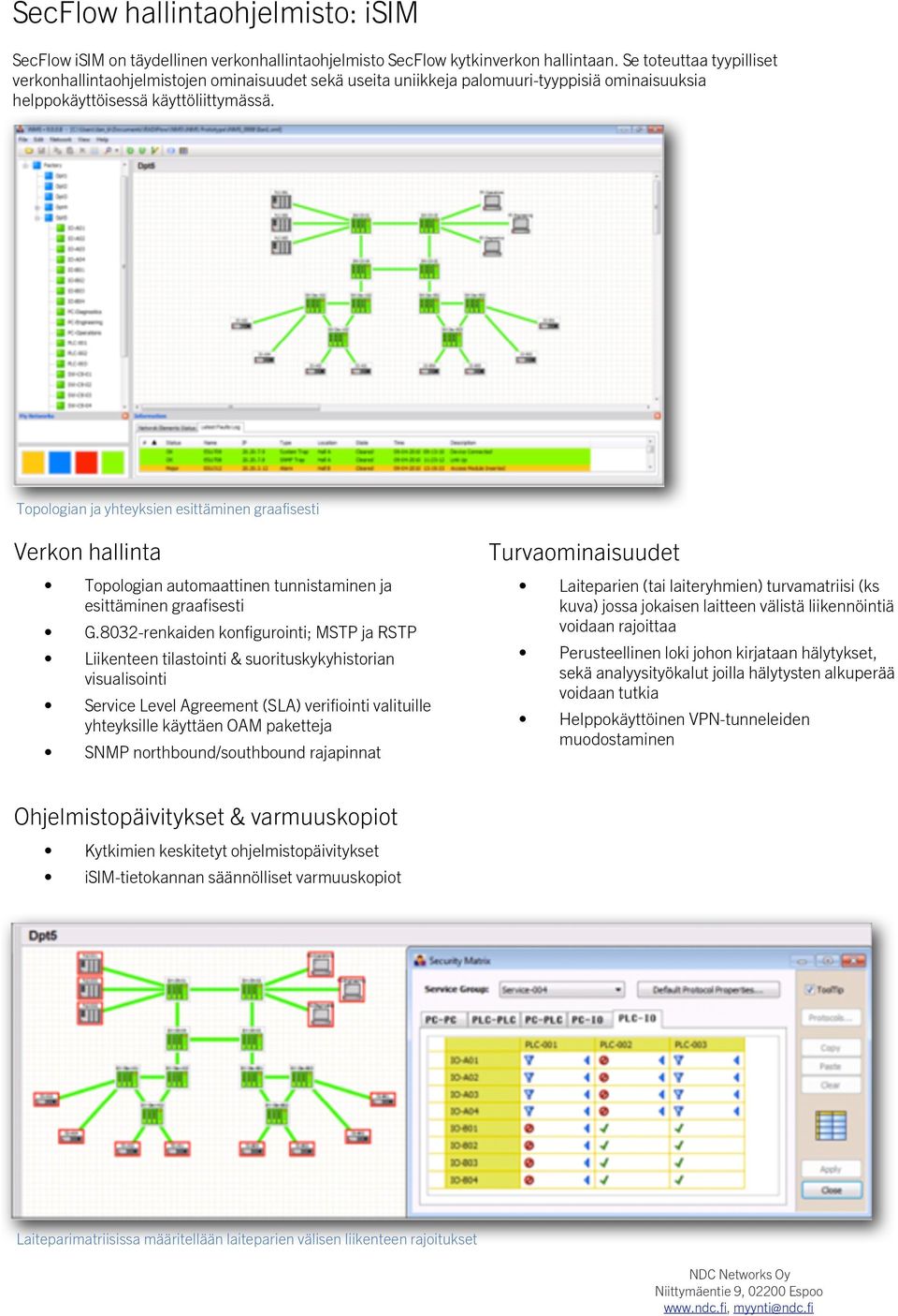 Topologian ja yhteyksien esittäminen graafisesti Verkon hallinta Topologian automaattinen tunnistaminen ja esittäminen graafisesti G.