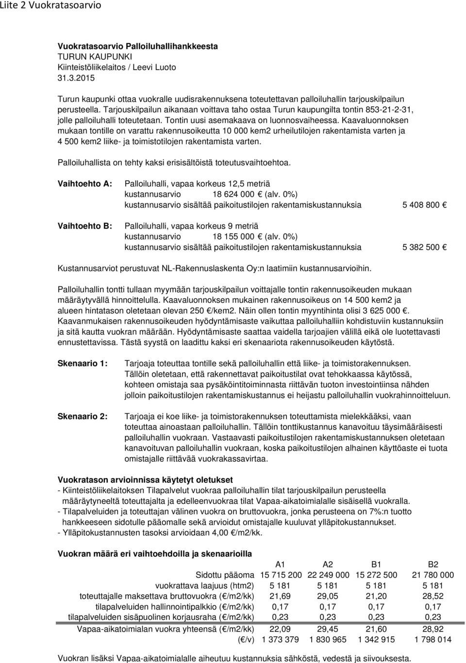 Tarjouskilpailun aikanaan voittava taho ostaa Turun kaupungilta tontin 853-21-2-31, jolle palloiluhalli toteutetaan. Tontin uusi asemakaava on luonnosvaiheessa.