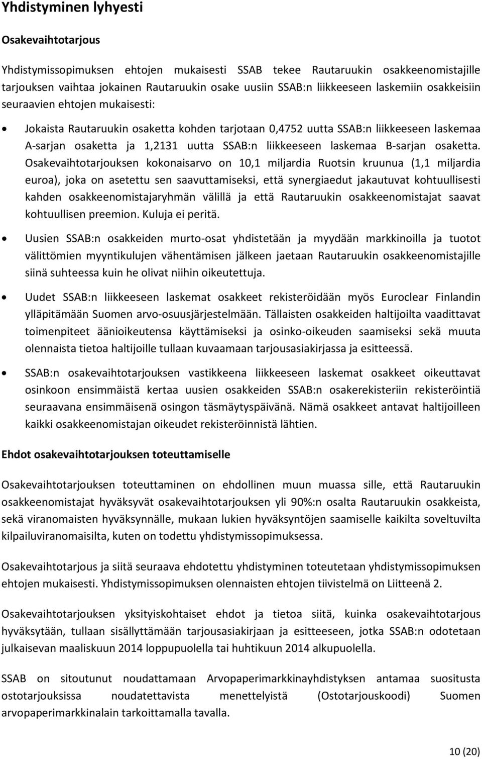 laskemaa B-sarjan osaketta.