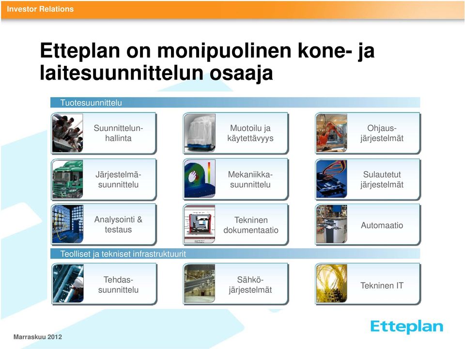 Automaatio Teolliset ja tekniset infrastruktuurit Sähköjärjestelmät Tehdassuunnittelu